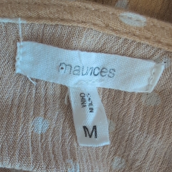 Maurices Mustard Polka Dot Blouse with Ruffle Sleeves M                     D378 - Picture 5 of 6